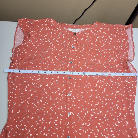 Women Midi Dress Size 14P Orange Loft Outlet Sleeveless Button Front Cottagecore - Picture 8 of 11